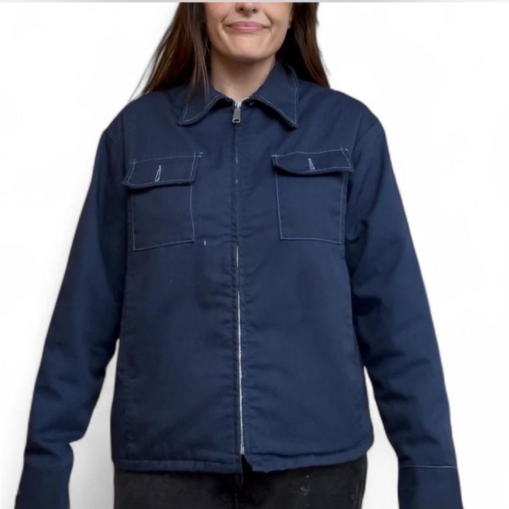 Rare 1960s Navy Blue Sears Work Wear Blue Faux Fur Lining